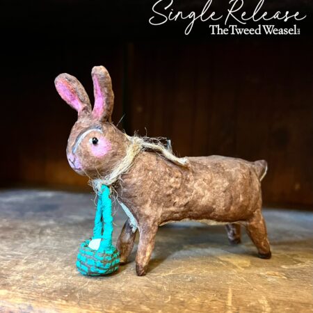 Spun Cotton Brown Rabbit with Basket Design by Tish Bachleda