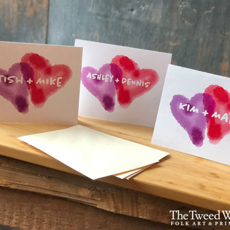 Watercolor Hearts Custom Artisan Cards Design by Tish and Mike Bachleda