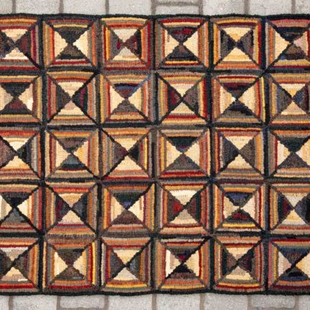 Bowtie Geometric Hooked Rug Designed by Tish Bachleda