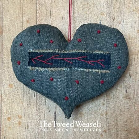 Denim and Dots Heart Ornament Design by Tish Bachleda