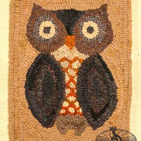 Fall Owl Rug designed and hooked by Tish Bachleda