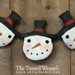 Close Up View of Five Snowman Garland Design by Tish Bachleda