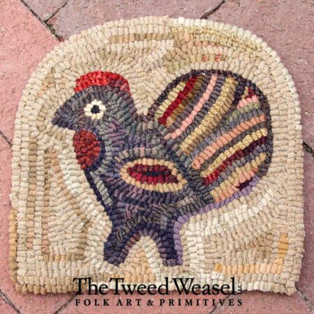 Folky Rooster Tombstone Hooked Mat Design by Tish Bachleda