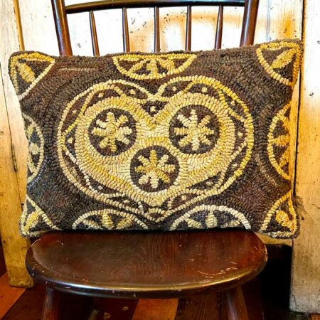 Heart and Hexes Hooked Rug Pillow Design by Tish Bachleda