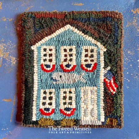 Nantucket Blue House Hooked Mat Design by Tish Bachleda