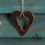 Small Black Open Heart Redware Ornament design by Bachleda Tulipware