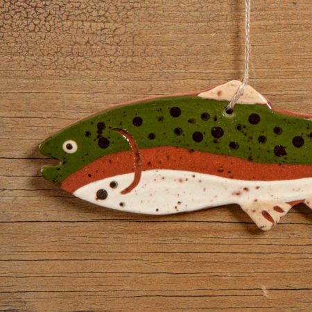 Rainbow Trout Redware Ornament design by Bachleda Tulipware