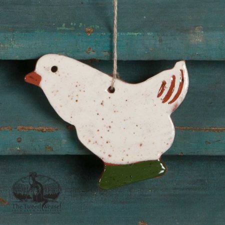 White Hen Redware Ornament design by Bachleda Tulipware