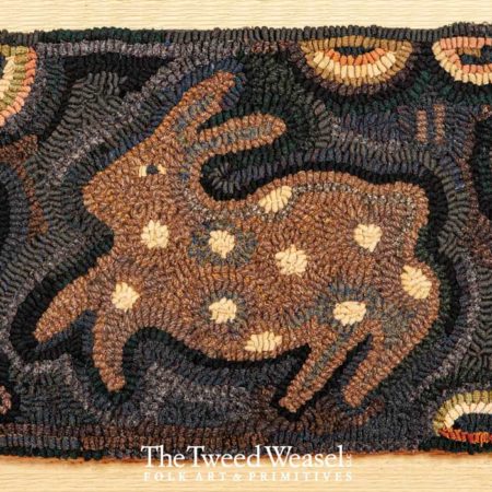 Spring Spotted Rabbit Hooked Rug Design by Tish Bachleda