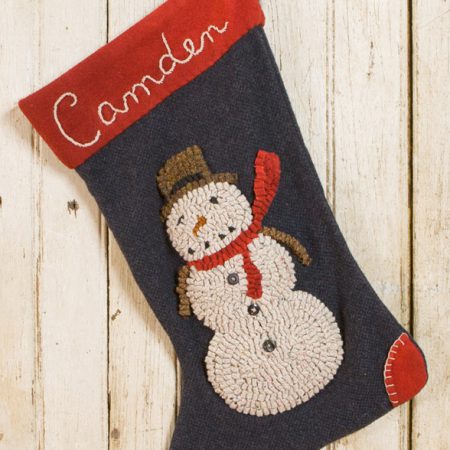 Personalized Hooked Snowman Christmas Stocking by Tish Bachleda