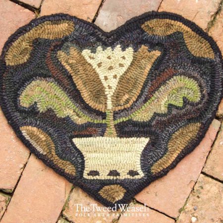 Tulip Heart Hooked rug Designed by Tish Bachleda