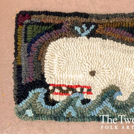 White Wash Whale Hooked Rug Design by Tish Bachleda